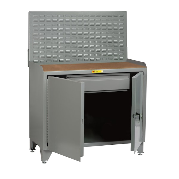 Bench Cabinet, 24" X 36", Solid Doors, Hardboard, Louvered Panel